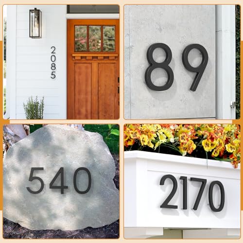 FumWens 6 Inch Floating House Numbers for Outdoors - Metal Address Sign Style 1