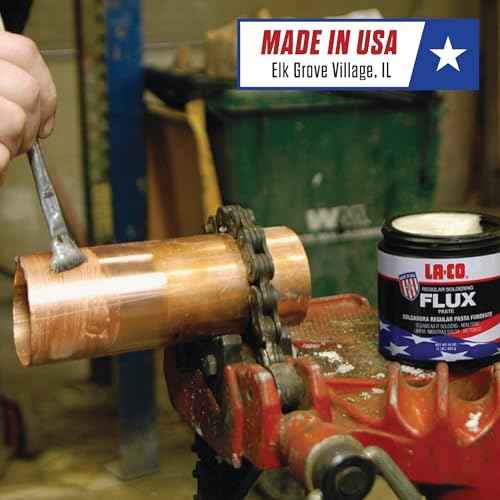 LA-CO 22194 -Water Soluble, All Weather Copper Flux Paste for Soldering, Brush in Cap, Developed for Plumbing, 4 oz, Made in USA