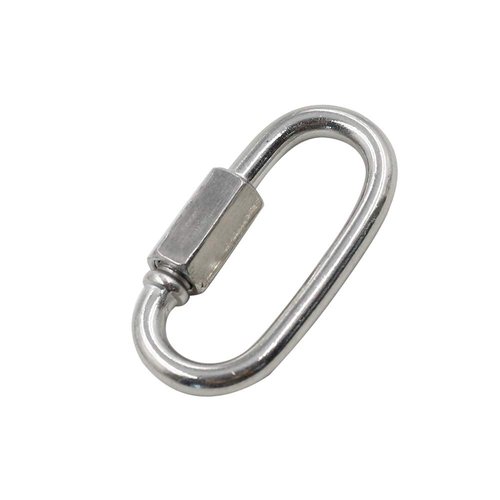 Qjaiune 24Pcs Quick Links 1/8 Inch Stainless Steel D Shape Locking Carabiner, Heavy Duty Durable Chain Connector
