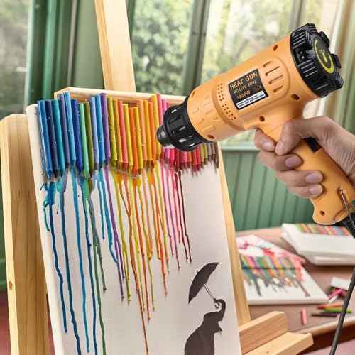 SEEKONE Heat Gun 1800W 122¢µ-1202¢µ£¨50¡É- 650¡ɣ©Fast Heating Heavy Duty Hot Air Gun Kit Variable Temperature Control Overheat Protection with 4 Nozzles for Crafts, Shrinking PVC, Stripping Paint(5.2FT)