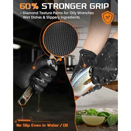 9mil Heavy Duty Disposable Nitrile Gloves -Chemical Resistant,Latex Free Rubber Guantes Diamond Texture for Mechanic