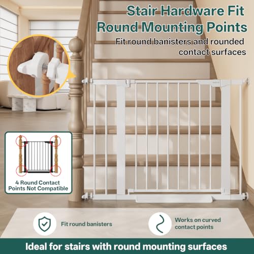 InnoTruth White Baby Gate 29.6-39.1 inches Wide, 28-inch Height, Double Lock
