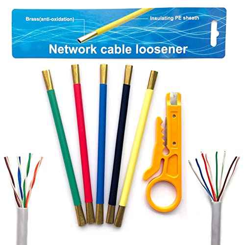 LIUJINCAN Untwist Tool for Twisted Pair Network Cables (CAT5/CAT6/CAT7 & RJ45) ? Reduce Finger Fatigue, Speed Up Prep ? Pro Brass Cable Separator for Network Technicians (Black, CAT5/6)