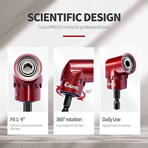 1/4 Inch 105 Degree Right Angle Driver Adapter Hex Shank Power Screwdriver,Quick Change Drive and Magnetic Bit Socket Right Angle Drill Attachment Adapter