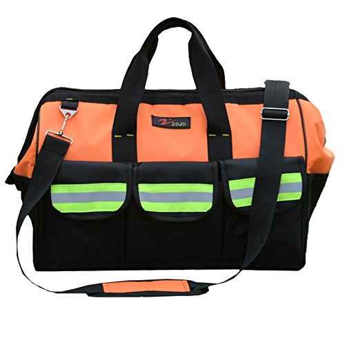 ZOJO Reflective Tool Bags For Men & Women 16 inch Wide Mouth (Large, Orange)