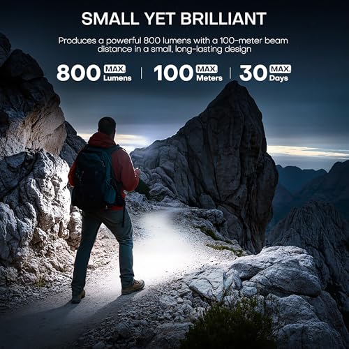 Green PASIION 800 Lumen Rechargeable EDC Flashlight with Magnetic Clip & Base – 11 Modes, Glass Breaker & USB-C Charging