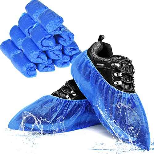 200Pcs/100Pairs Waterproof Shoe Covers Disposable Non Slip, Disposable Shoe Covers for Indoors, Premium Shoes Protectors Boot Covers, CPE Plastic Shoe Booties for Shoes Covers, Fit All Men&Women DHOOZ