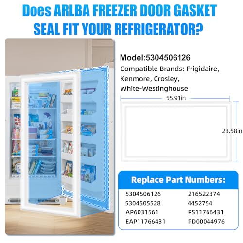 ARLBA 5304506126 Freezer Door Gasket Seal for Frigidaire/Kenmore Crosley
