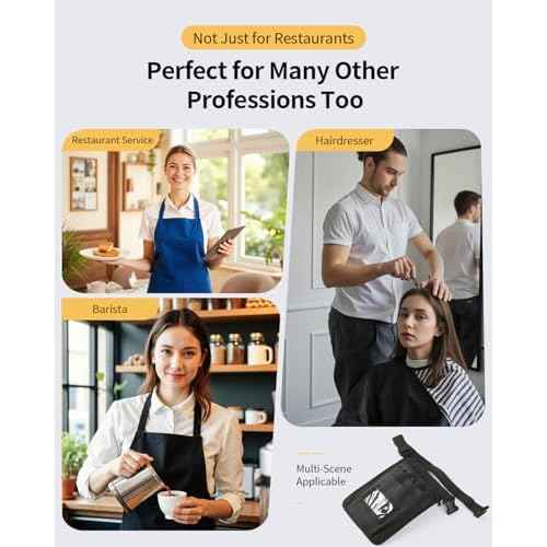 Small Server Apron ? Waitress Apron with Pockets, Adjustable Belt Utility Waist Bag for Restaurant, Caf?, Catering