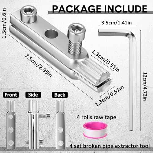 Moxweyeni 4 Pcs Broken Pipe Extractor Tool for Damaged Bolt and Faucet Removal, Removes Rusted/damaged Faucet Bolts & Pipe Threads, Broken Removal Tool for 1/2", 3/4", 1" Pipes