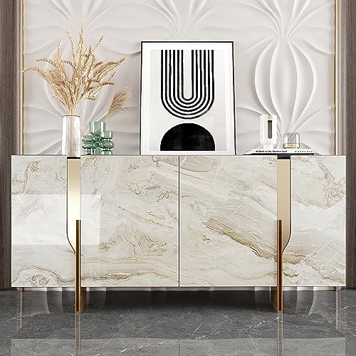 VEELIKE Beige Gold 15.7x118 Inch Marble Contact Paper Peel & Stick Waterproof Vinyl Roll