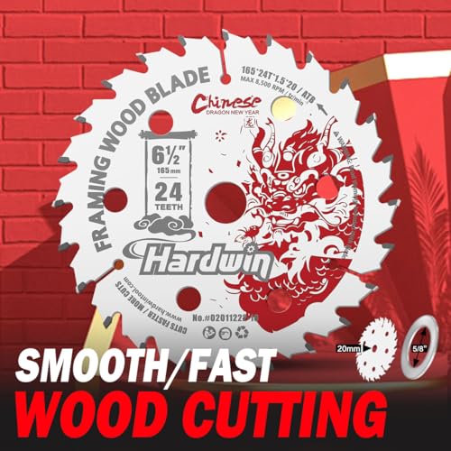 6-1/2'' 24 Teeth Circular Saw Blade for Wood Cutting - 2-Piece Set, Ideal for Plywood, Hardwood, OSB, and More