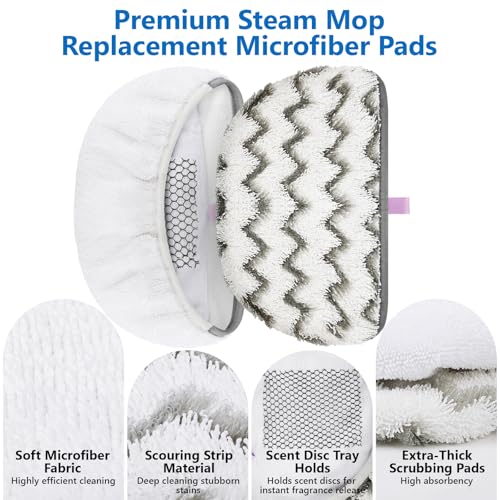 NXPPYY 4-Pack 1940/1806 Bissell Steam Mop Pads — 2 Soft Microfiber + 2 Scrubbing Pads, 19402/19404/19408/19409 Compatible