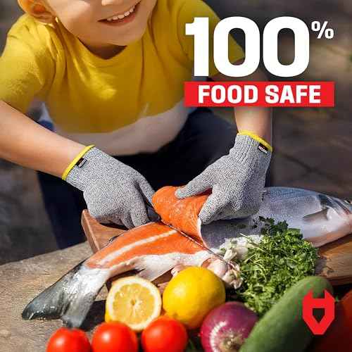 NoCry Kids Cutting Gloves, XS (8-12 Years) ? 100% Food Grade and Level 5 Protection ? Comfortable and Lightweight, Yet Tough ? Ambidextrous ? Ideal for Fishing, Wood Carving and Whittling
