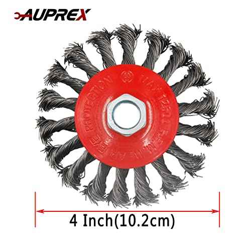 2 Pack 4 Inch Twist Knotted Wire Wheel Brush for Angle Grinder with 5/8 Inch-11 Threaded Arbor - 0.02 Inch Carbon Steel Wire for Heavy-Duty Conditioning of Various Metals