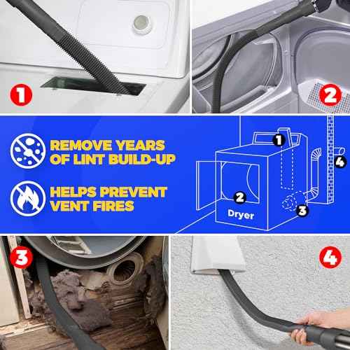 Holikme Dryer Vent Cleaner Kit Vacuum Hose Attachment Brush,Black