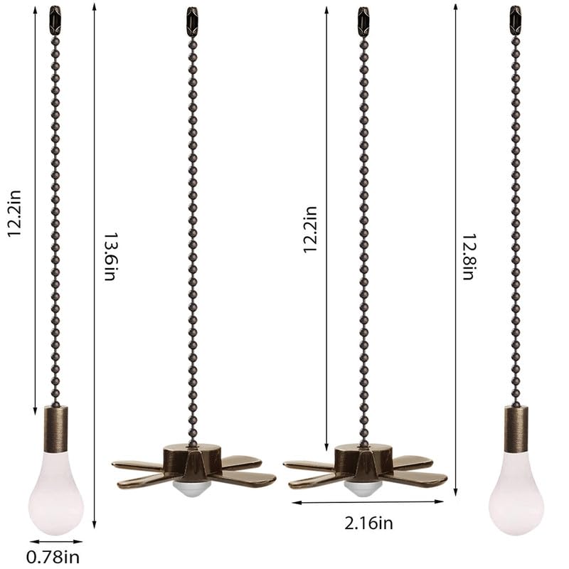 Aoprofree Bronze Ceiling Fan Pull Chain Set, 2 pcs 12in Beaded Ball Pulls