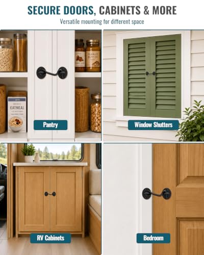 Black Barn Door Lock Latch Gate Lock for Sliding Doors - Heavy Duty Stainless Steel