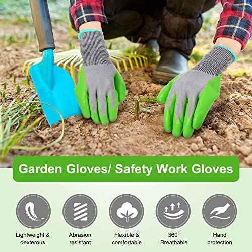 Jexine 50 Pairs Safety Gloves Men Garden Gloves for Men Women with Breathable Latex Coated and reliable Grip