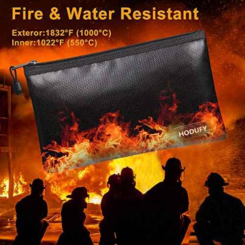 Fireproof Money Bag - 10.6"x6.7" & 5"x8" Small Fireproof Bags, Bank Deposit & Passport Safe Storage Envelope