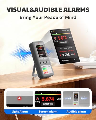 AEGTEST HOUND-1011S Portable Radon Detector Grey - Home Safety Monitor with Alarms