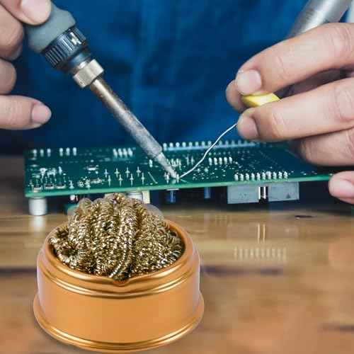 Noah Welding Soldering Iron Tip Cleaner, Solder Tip with Cleaning Brass wire and Metal Brass,no Water needed,Gold
