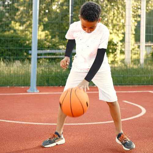 2 Pairs Kids Arm Sleeves - Breathable Elastic Compression Sleeves for Football, Basketball, Volleyball, Baseball - Youth Boys & Girls, Black
