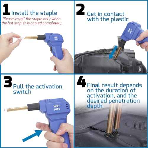 WEP 960-V Plastic Welder Kit 110V with LED Lights with 200 Hot Staples and Pliers for Car Bumper Plastic Welding, Plastic Gas Tank Repair, a Great Automotive Tools for Mechanics