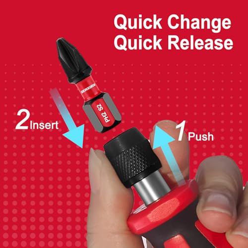 Magnetic 2PC Mini Changeable Head Manual Screwdriver Holder, Quick Change&Release 1/4¡± Hex Bit Extension Holder
