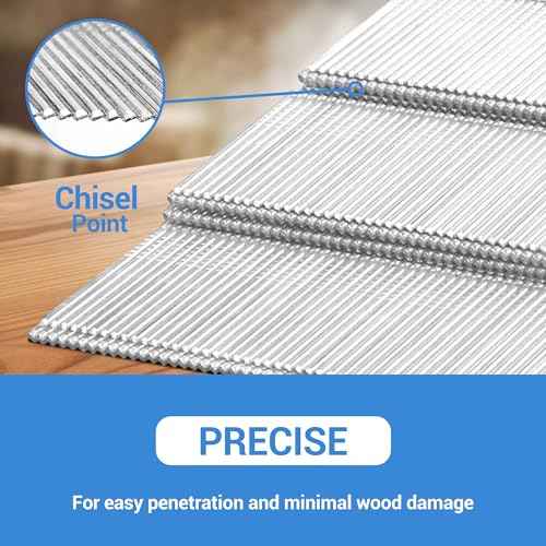 meite 15 Gauge Angled Finish Nails, 2-1/2-Inch 34 Degree Angled Galvanized Finishing Nails for Nailer Guns - Perfect for Window Trim, Cabinet Building and Other DIY Projects (2,000 Counts)