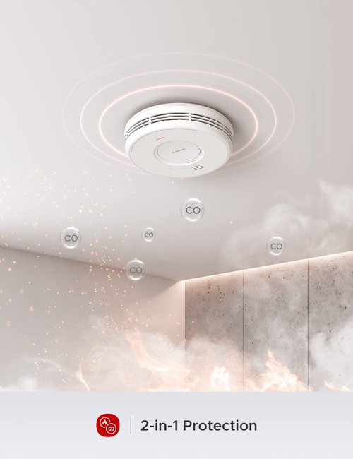 X-Sense AC Hardwired Combination Smoke and Carbon Monoxide Detector, Hardwired Interconnected Smoke and CO Detector Alarm with Replaceable Battery Backup, XP06, 1-Pack