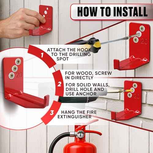 Set of 4 Fire Extinguisher Mount Bracket - 2.36¡È ¡¿ 1.57¡È ¡¿ 2.36¡È Fire Extinguisher Hook, Include Screws and Gaskets, Easy to Install, Hold Up to 20 lb, Good for Workshop, Garage, or Home Use