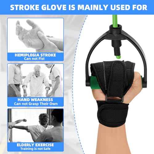 Stroke Finger Splint Brace Ability, Finger Rehabilitation Auxiliary Training Gloves for Elderly Patients, Anti-Spasticity Hand Therapy Equipment for Fist Stroke Hemiplegia Hand Training, Black
