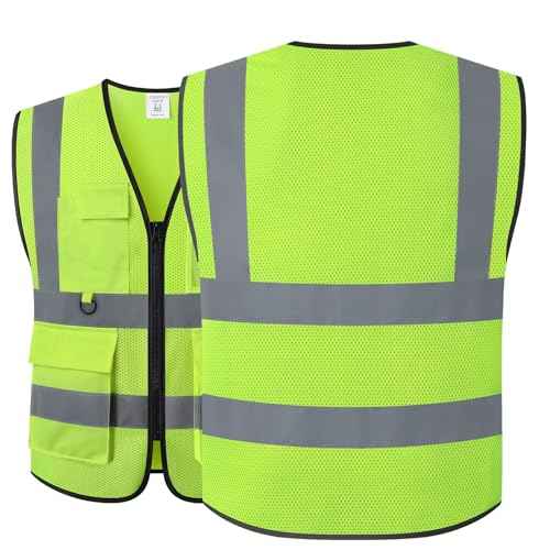 Safety Vest for Men Women Hi Vis Vest with Pockets Mesh High Visibility Vests Meets ANSI/ISEA Standards