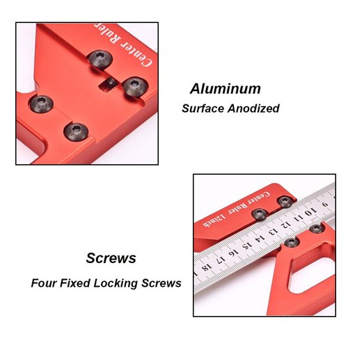 Begot Aluminum Alloy Circle Center Finder 45/90 Liner & Circle Scribe Marker Measuring Tool Woodworking Center Line Ruler for DIY Projects