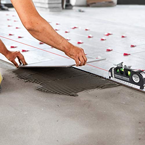 AikTryee Red Laser Line Level Kit with Cross & Horizontal Lines, 8ft Ruler for Wall Hanging & Tile