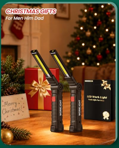 Coquimbo 2 Pack Rechargeable LED Work Lights - Black | Portable, Multi-Mode Camping & Workshop Lighting for Men & Dad
