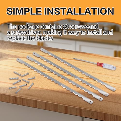 AAEJE 36 Pcs Bow Bread Knife Blades Replacement Set with 80 Screws, Screwdriver & Safety Guard, 10.8" Stainless Steel Serrated Blades