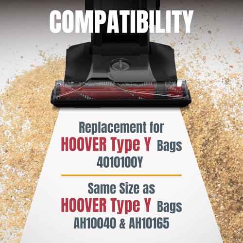 POWERTEC Type Y Vacuum Bags 10 PK for Hoover Style Y, Z, YZ WindTunnel Upright Vacuum Cleaners, Replacement Dust Bags for 4010100Y, AH10040 and AH10165 (75057V)