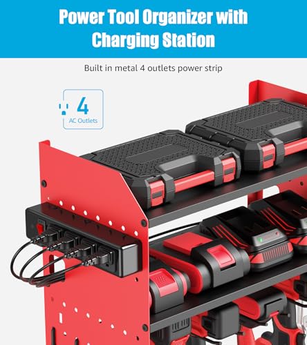 CCCEI Red Modular Power Tool Wall Organizer with Charging Station - 1 Pack