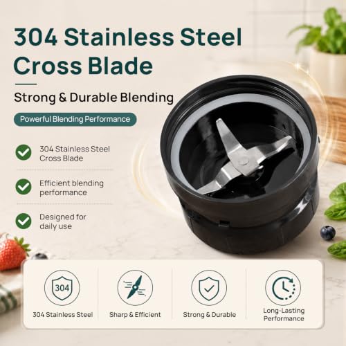Glass Replacement Cup & Blade Set for 250W Magic Bullet Blender – Compatible MBR Models