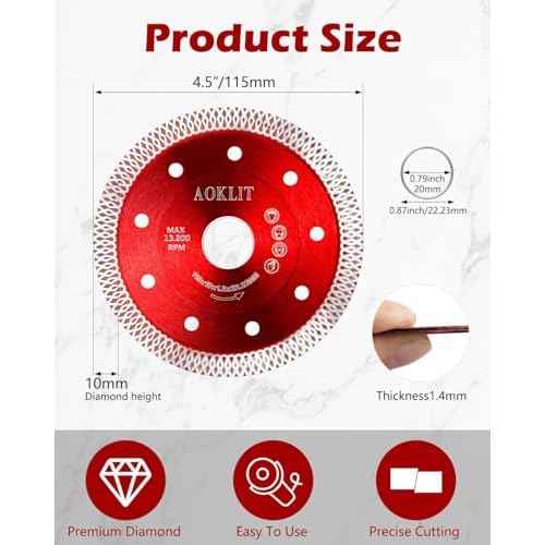 4.5" Diamond Blade for Angle Grinder, 2pcs Tile Cutting Blade for Angle Grinder Tile, Super Thin Tile Saw Blades for Cutting Porcelain Ceramic Tile Granite Marbles
