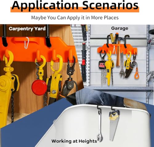Noliven Lineman Tool Board with 6 Hooks - 2x3in & 2x4in Aerial Bucket Hooks, Orange