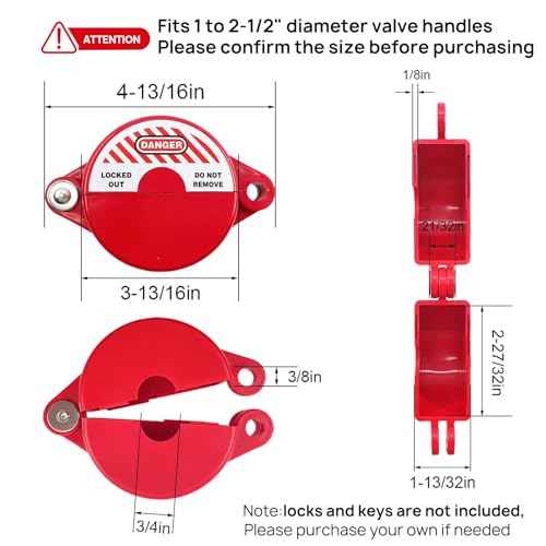 Gate Valve Lockout Device with Safety Padlock,Outdoor Faucet Knob Lock Kit for Outdoor Hose Bib,Propane Tank,Fit 1 to 2-1/2 in Dia Gate Valve Handle