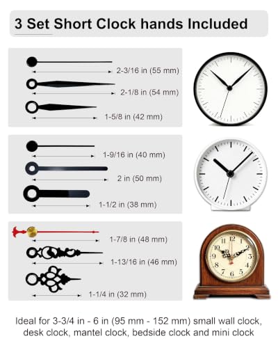 Clock Mechanism Replacement Kit with Thick Shaft - 3 Set, 1/4 in Thread