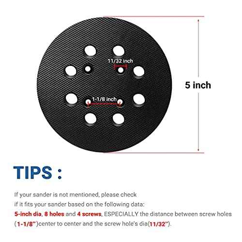 5 Inch 8 Hole Hook Replacement Pad for Ridgid OE# 300527002, Fit for Ridgid R2600 and R2601 Random Orbit Sander Backing Pad