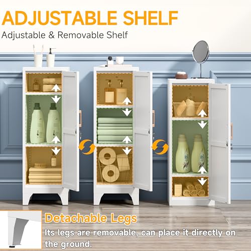 Firstsky 46 Inch White Metal Locker - Lockable Storage Cabinet with Adjustable Shelves & Vintage Handle (1 Piece)