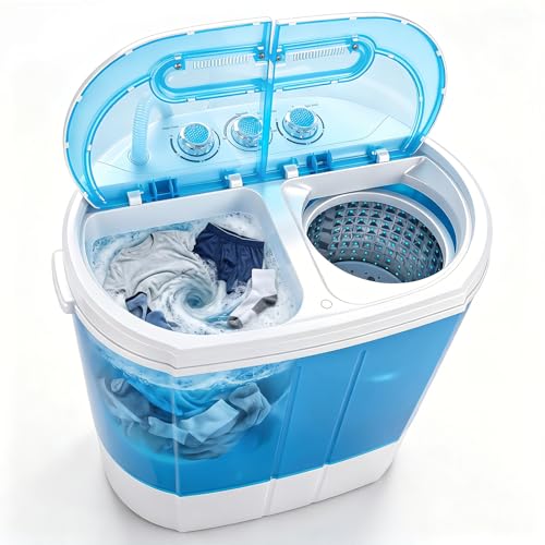 Portable Twin Tub Washing Machine 9.9LB Compact Top Load Washer & Spin Dryer