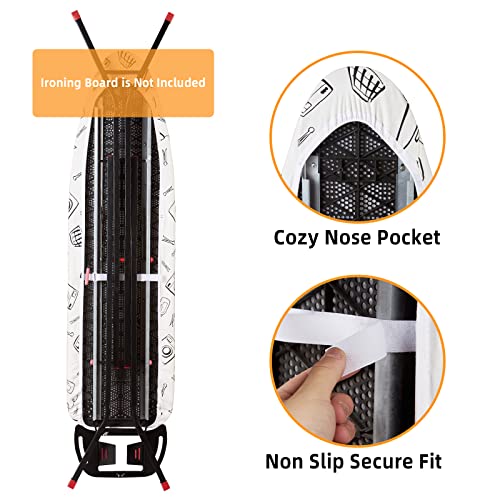 Seiritex Ironing Board Cover and Pad 15x54 White, Heat Reflective, 3-Layer Thick Elastic Edges