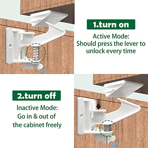 Vmaisi 12 Pack Child Safety Cabinet Locks - No-Drill Easy Install, Includes Screws, Standard